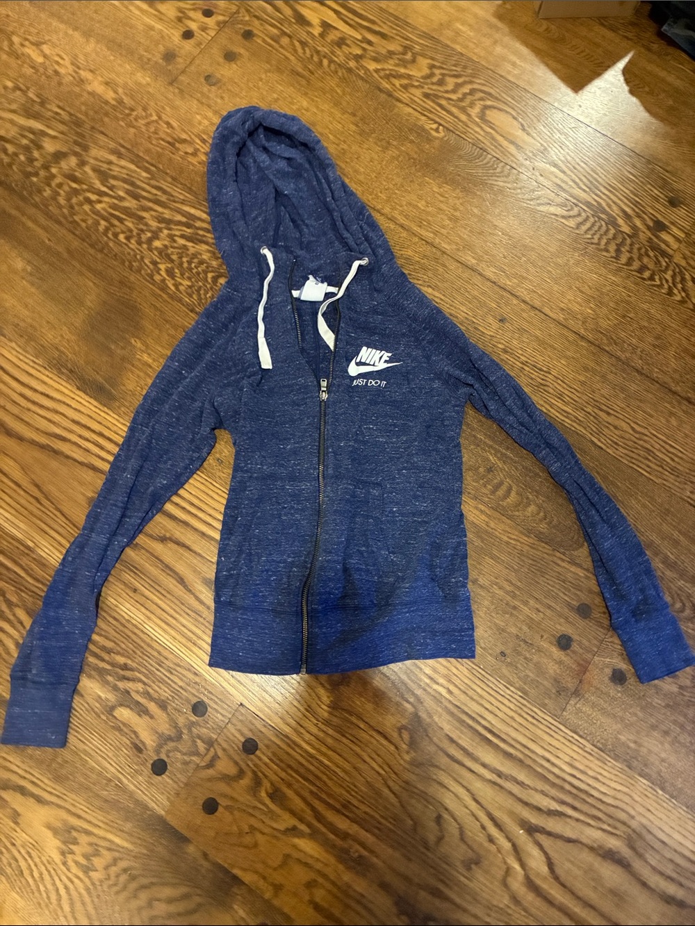 Nike Women’s Zip-Up Hoodie with White Logo & Drawstrings